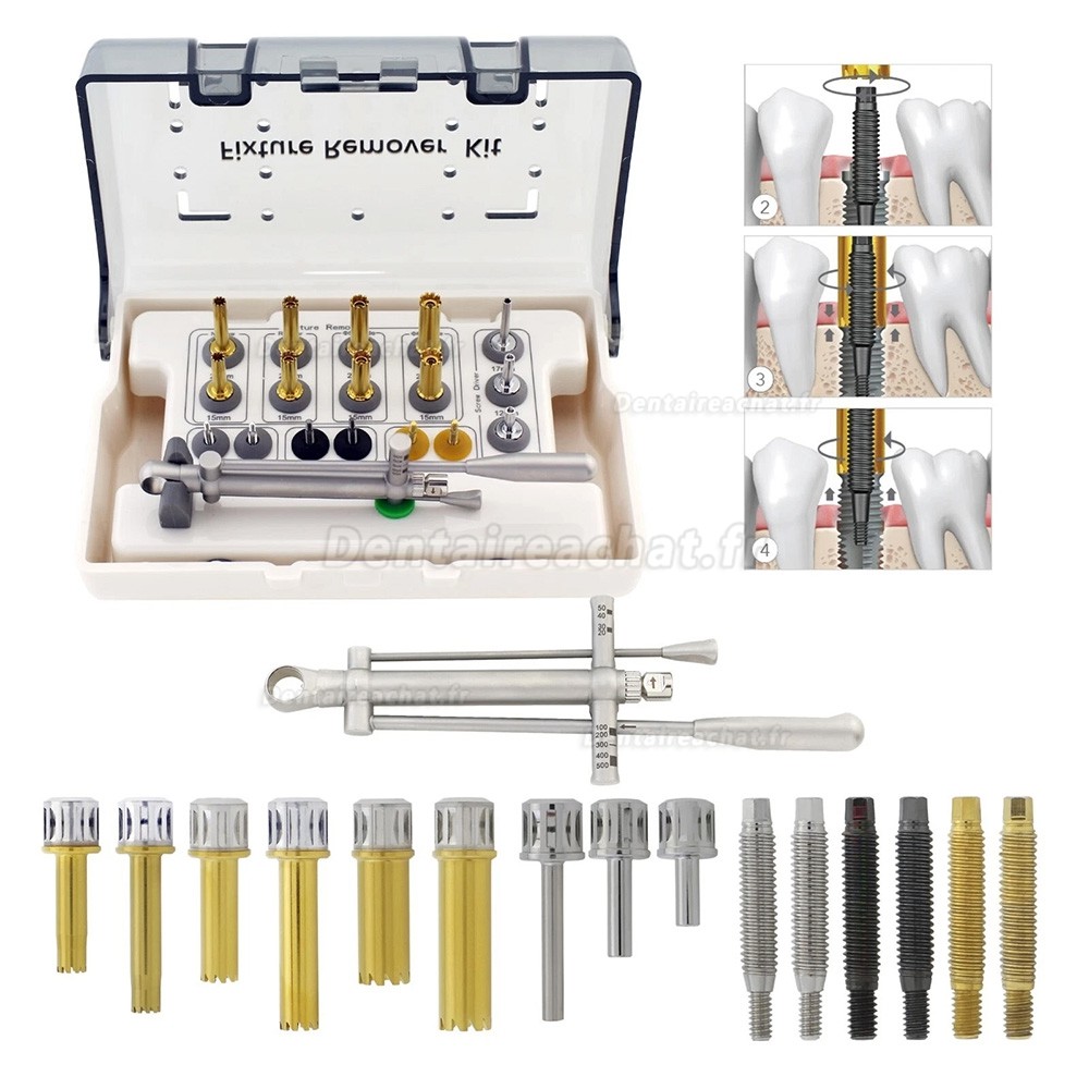 Kit d'extraction d'implants dentaires Neobiotech FR, clé dynamométrique à cliquet pour vis d'extraction